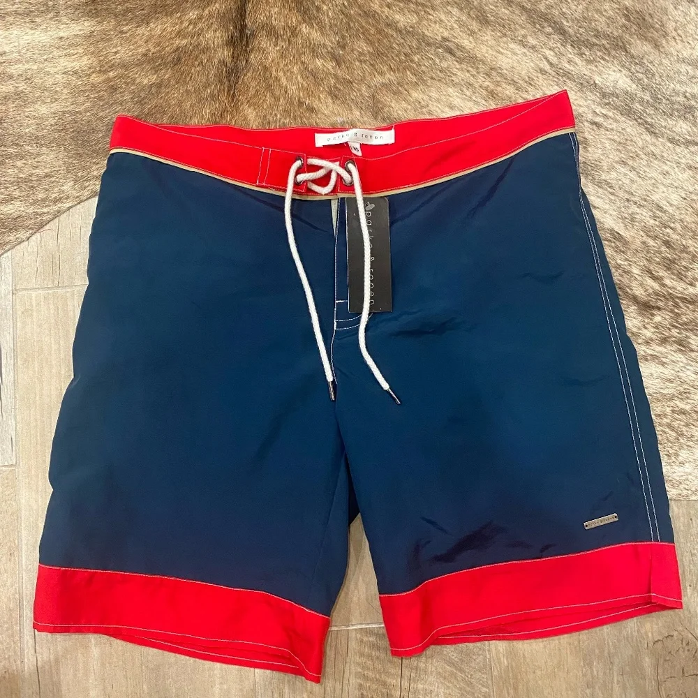 Mens Parke & Ronen Blue Red Swim Shorts Trunks Size S